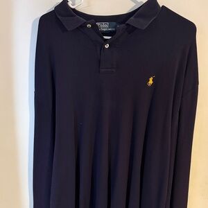 Polo by Ralph Lauren Navy Long Sleeve Polo with Yellow Pony